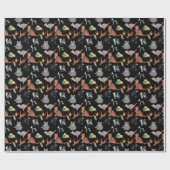 Papier Cadeau Cats And Dogs Pattern Design On Black (Plat)