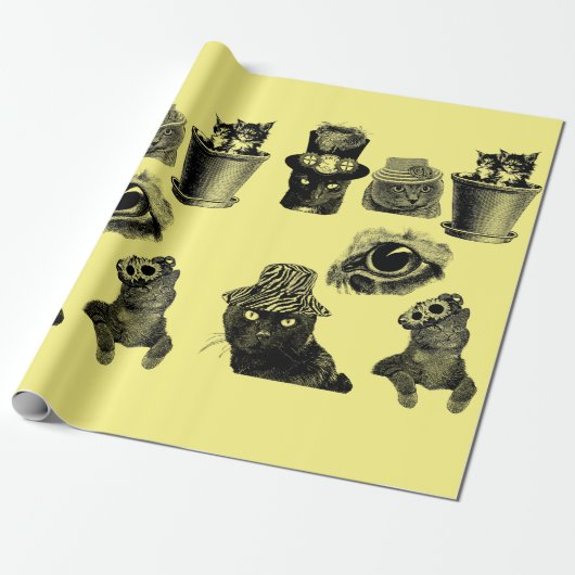 Papier Cadeau Cats Kittens Animaux de compagnie Illustrations d' (Déroulé)