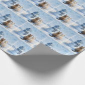 Papier Cadeau Cats Sitting With a Snowman In a Field (Coin)