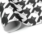 Papier Cadeau Catstooth Motif noir et blanc Houndstooth (Coin rond)
