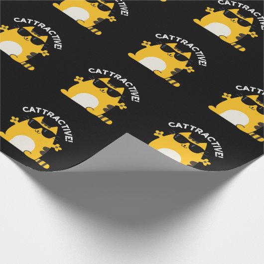 Papier Cadeau Cattractive Funny Attractive Chat Pun Dark BG (Coin)
