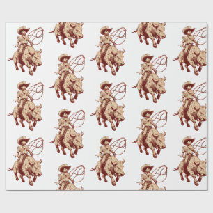 Papier Cadeau Cavalade Western Vintage Fierts Petit Cow-Boy