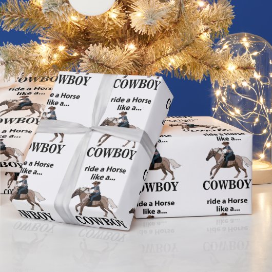 Papier Cadeau Cavalier à Cheval Comme Un Cowboy (Vacances)