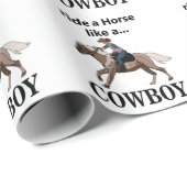 Papier Cadeau Cavalier à Cheval Comme Un Cowboy (Coin rond)