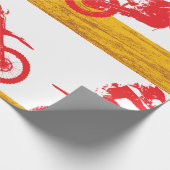 Papier Cadeau Cavalier de moto cross rouge en silhouette (Coin)