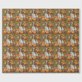 Papier Cadeau Cavalier King Charles Espaniel Automne Thanksgivin (Plat)