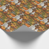 Papier Cadeau Cavalier King Charles Espaniel Automne Thanksgivin (Coin)