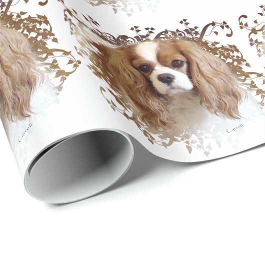 Papier Cadeau Cavalier King Charles Spaniel (Coin rond)