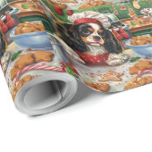 Papier Cadeau Cavalier King Charles Spaniel Baking Noël (Coin rond)