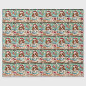 Papier Cadeau Cavalier King Charles Spaniel Cuisinant pour Noël (Plat)