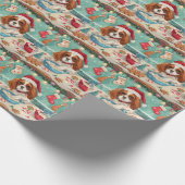 Papier Cadeau Cavalier King Charles Spaniel Cuisinant pour Noël (Coin)