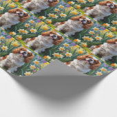 Papier Cadeau Cavalier King Charles Spaniel Fleurs de printemps  (Coin)