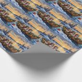 Papier Cadeau Cavalier King Charles Spaniel Noël Bateau (Coin)