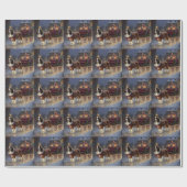 Papier Cadeau Cavalier King Charles Spaniel Noël Fête (Plat)