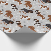 Papier Cadeau Cavalier King Charles Spaniel Paws and Bones Wrapp (Coin)