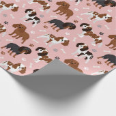 Papier Cadeau Cavalier King Charles Spaniel Paws and Bones Wrapp (Coin)