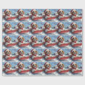 Papier Cadeau Cavalier King Charles Spaniel Traîneau de Noël (Plat)