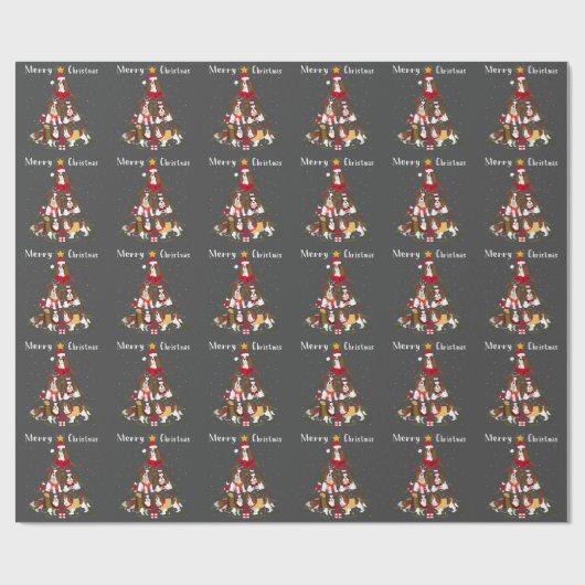 Papier Cadeau Cavalier King Charles Spaniel Tree Xmas (Plat)
