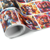 Papier Cadeau Cavalier King Charles Spaniel Wrapping Paper (Coin rond)