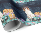 Papier Cadeau Cavalier King Chien Halloween Camion Effrayant Nui (Coin rond)