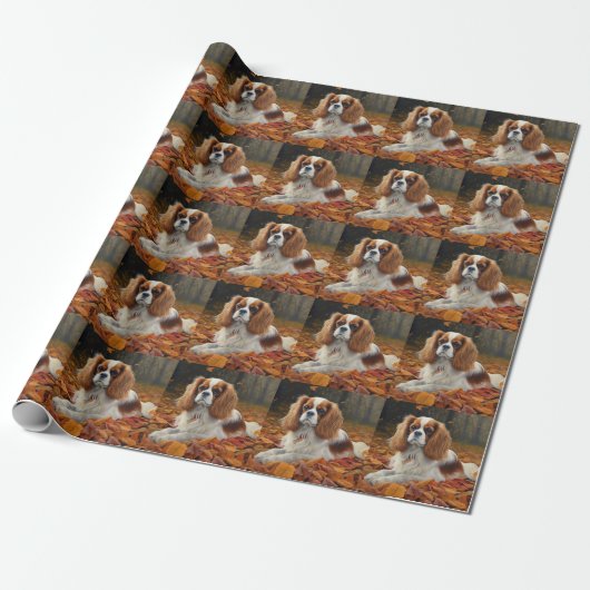 Papier Cadeau Cavalier King en automne Feuilles automne Inspirat (Déroulé)