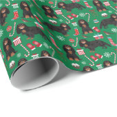 Papier Cadeau Cavalier roi Charles Black et Tan Christmas (Coin rond)