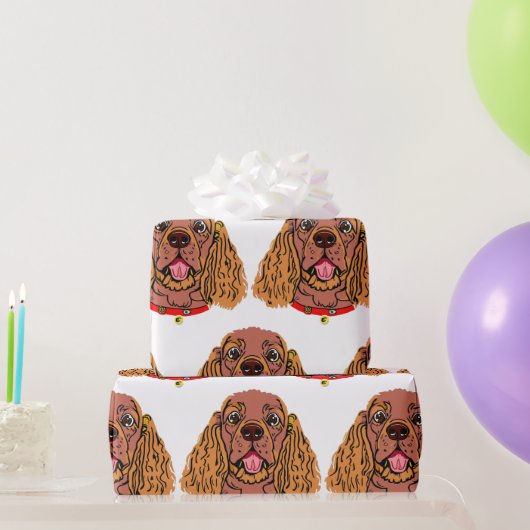 Papier Cadeau cavalier roi charles spaniel ruby dessin animé (Cadeaux de fête)