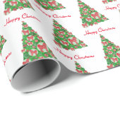 Papier Cadeau Cavapoo Chien de Noël Arbre Blanc Vacances (Coin rond)
