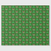 Papier Cadeau Cavapoo Christmas Chien & Green Bow Green (Plat)
