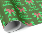 Papier Cadeau Cavapoo Christmas Chien & Green Bow Green (Coin rond)