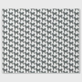 Papier Cadeau Cavapoo Jaune & Grille Noire Ligne Cadeau Blanc (Plat)