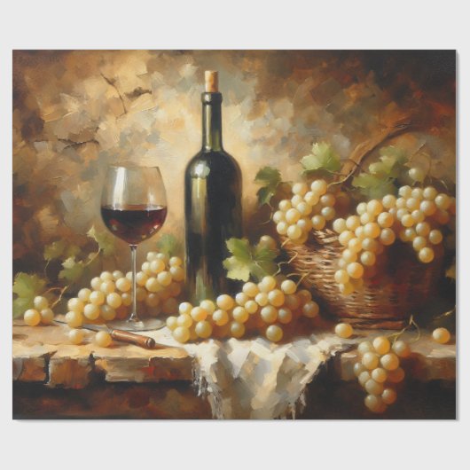 Papier Cadeau Cave à vin Vignoble Raisins encore vie (Plat)