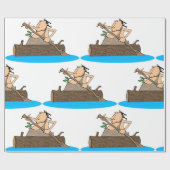 Papier Cadeau Caveman En Canoë (Plat)