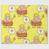 Papier Cadeau Cavewoman pense au bâton de feu (Plat)