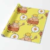 Papier Cadeau Cavewoman pense au bâton de feu (Déroulé)