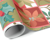 Papier Cadeau Ceinture à fleurs en étoile de Noël (Coin rond)