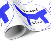 Papier Cadeau Ceinture bleu clair d'arts martiaux (Coin rond)