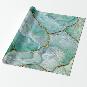 Papier Cadeau Celadon Green, Jade, Mint Kintsugi Geode
