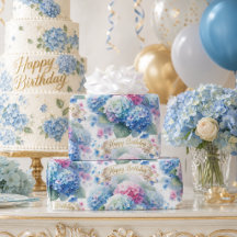Célébration d'anniversaire avec l'hortensia bleu é