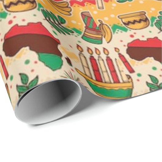Papier Cadeau Célébration de Kwanzaa (Coin rond)