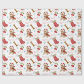 Papier Cadeau Célébration de Noël avec Yorkie (Plat)