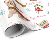 Papier Cadeau Célébration de Noël avec Yorkie (Coin rond)