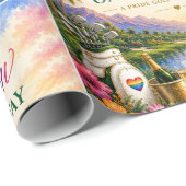 Papier Cadeau Célébration de Pride Golf Rainbow sur le parcours (Coin rond)