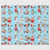 Papier Cadeau Célébration des chiens de Noël (Plat)