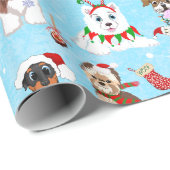 Papier Cadeau Célébration des chiens de Noël (Coin rond)