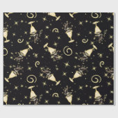 Papier Cadeau Célébration étincelante-Libérations en or et noir (Plat)