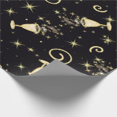 Papier Cadeau Célébration étincelante-Libérations en or et noir (Coin)