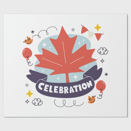 Papier Cadeau Célébration festive de la feuille d'érable (Plat)