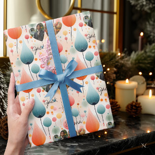 Papier Cadeau Célébration, photos et noms personnalisés