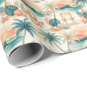 Papier Cadeau Célébration tropicale de 60 ans d'anniversaire Nom